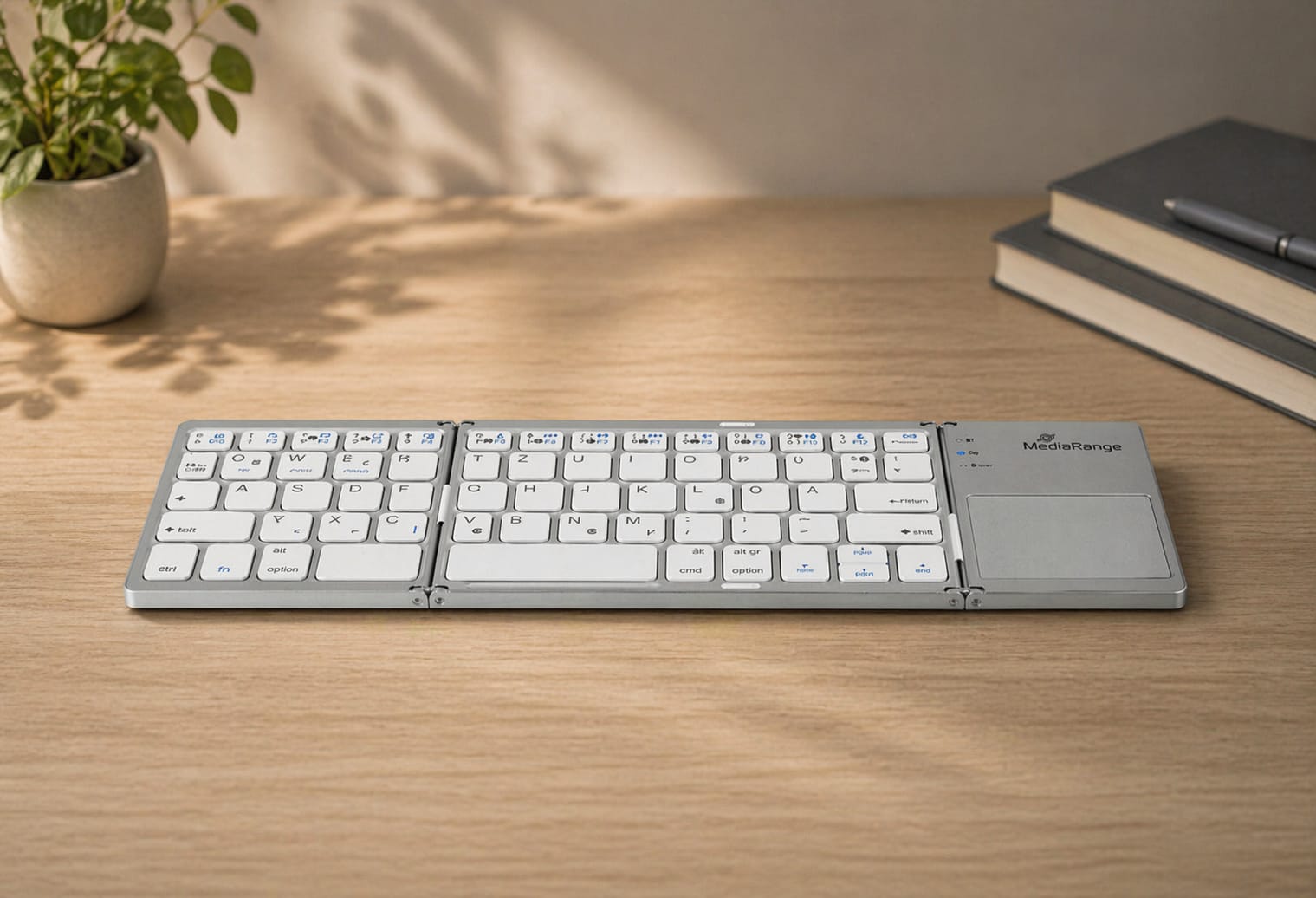 MediaRange MROS133-GR Ασύρματο Bluetooth Πληκτρολόγιο με Touchpad Ελληνικό Ασημί